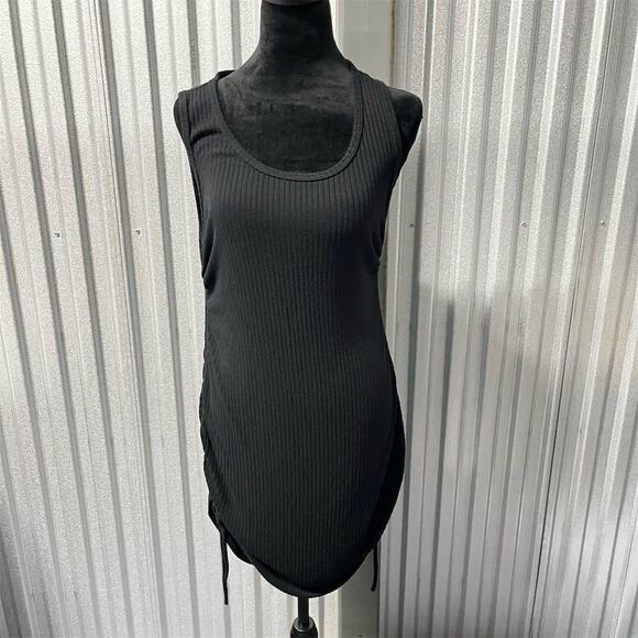 Reformation Black Ribbed Knit Midi Tank Dress XL Casual Stretchy - Picture 1 of 11